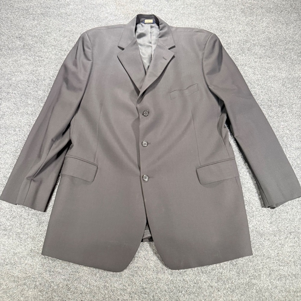 Brooks Brothers Blazer BrooksStretch Wool Sport Coat 48 L Dark Gray Mens Jacket